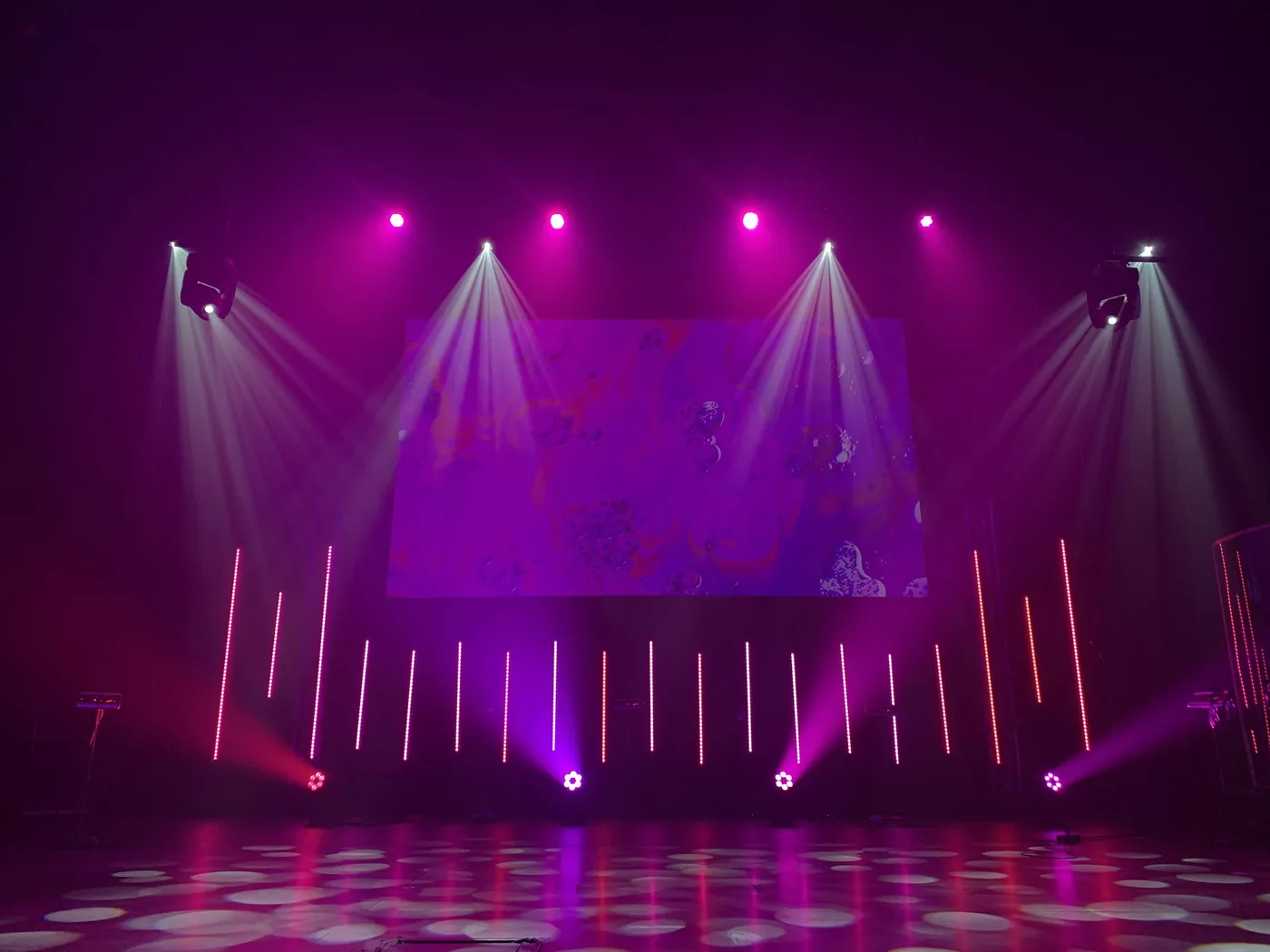 Colourful theatrical stage lighting